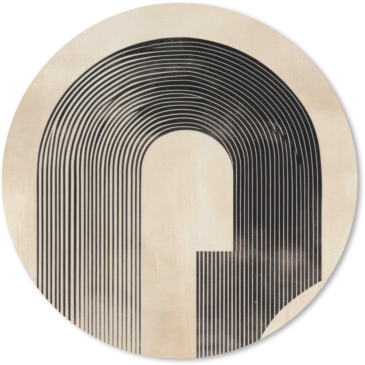 Muismat rond 40x40 cm - Mousepad Boog - Strepen - Minimalistisch - Zwart - Ronde muismatten