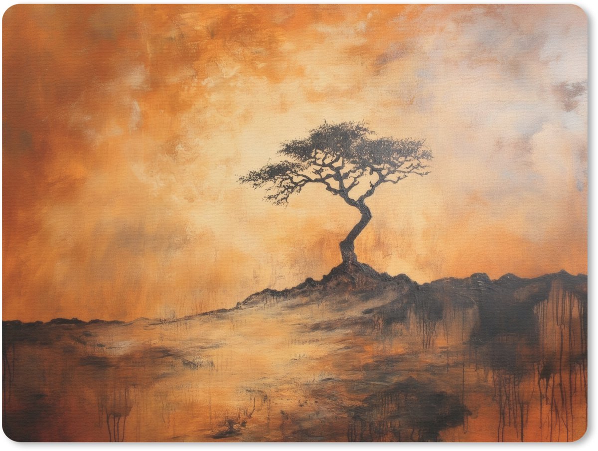 Muismat 23x19 cm - Mousepad Boom - Landschap - Oranje - Muismatten