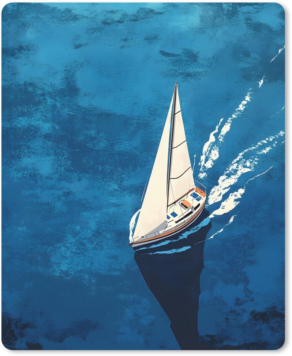 Muismat 19x23 cm - Mousepad Zeilboot - Water - Abstract - Schaduw - Muismatten