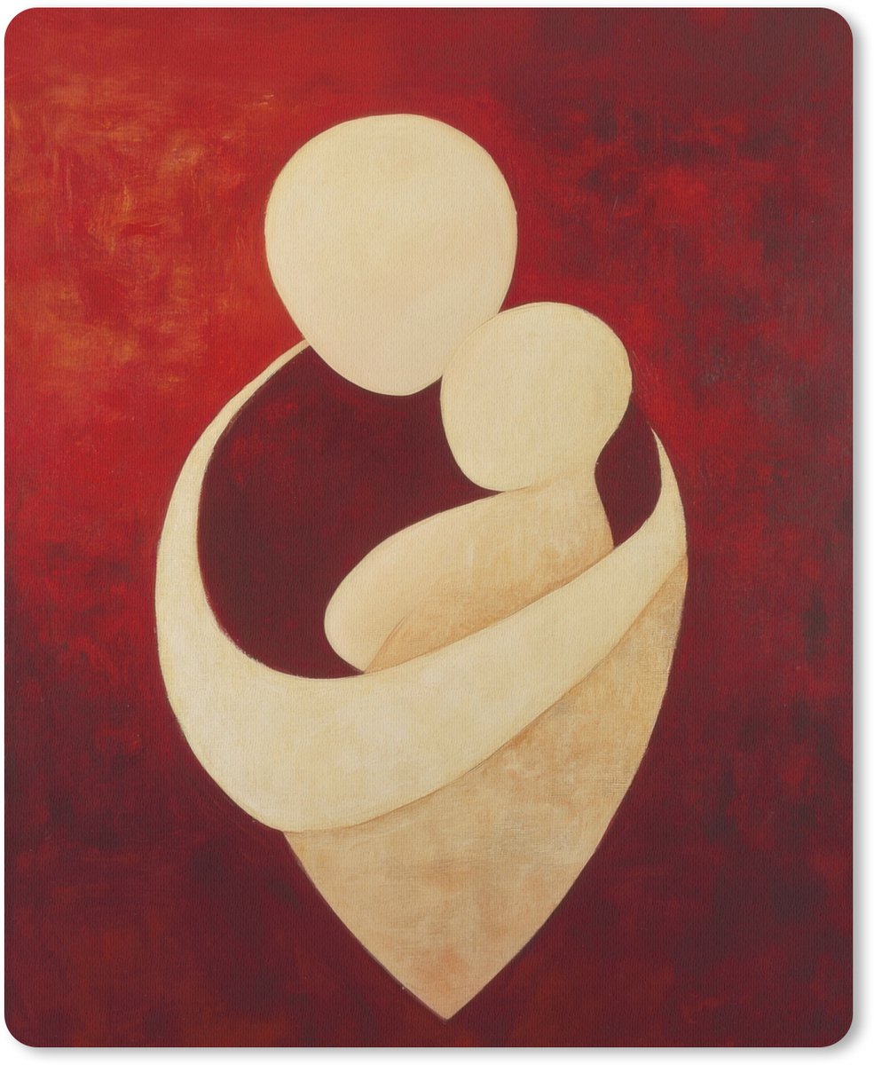 Muismat 19x23 cm - Mousepad Abstract - Moeder - Kind - Rood - Muismatten