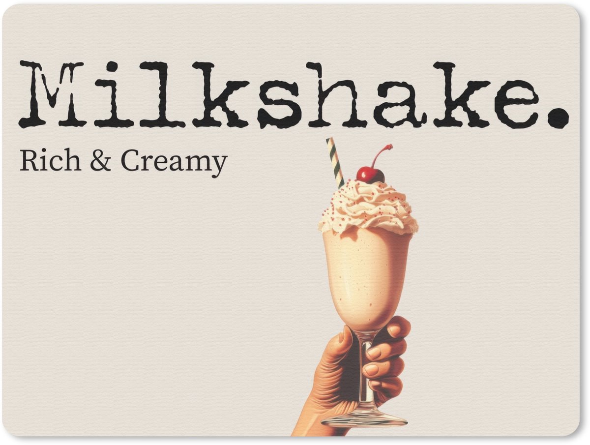 Muismat 23x19 cm - Mousepad Milkshake - Kers - Rietje - Muismatten