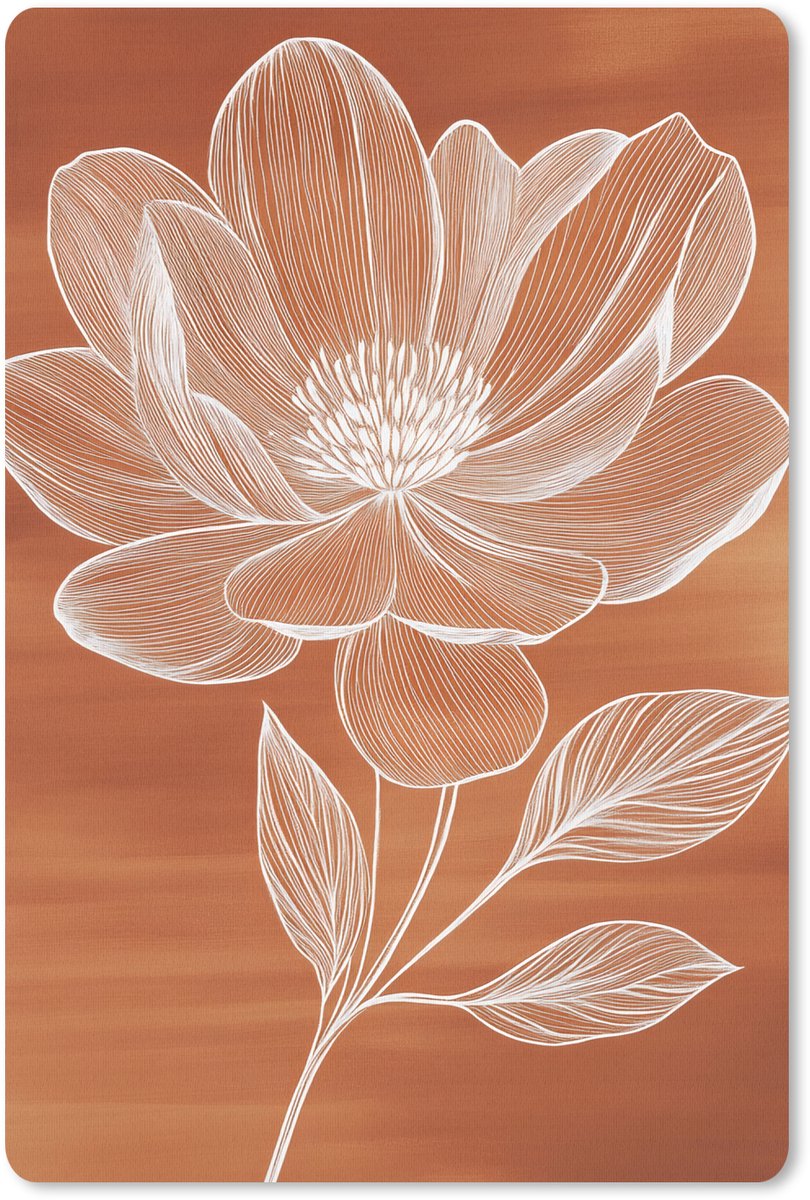 Muismat 18x27 cm - Mousepad Bloem - Minimalistisch - Wit - Muismatten