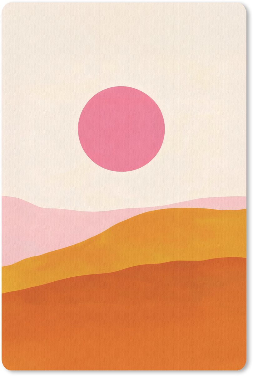 Muismat 18x27 cm - Mousepad Zon - Heuvels - Abstract - Roze - Muismatten
