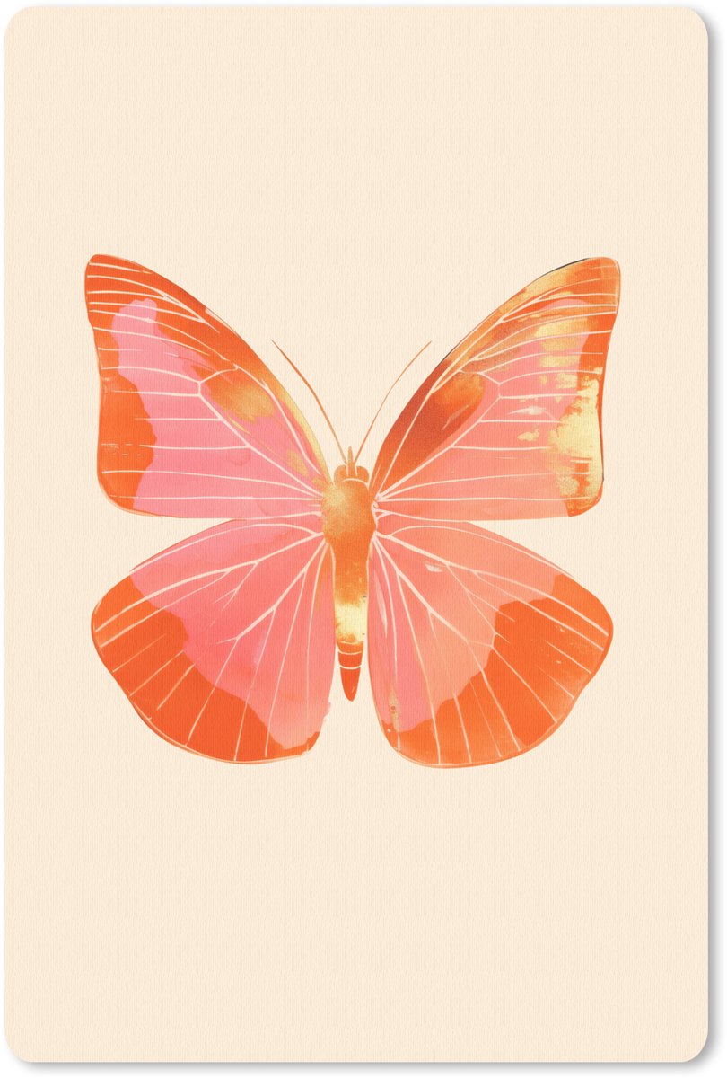 Muismat 18x27 cm - Mousepad Vlinder - Minimalistisch - Roze - Muismatten