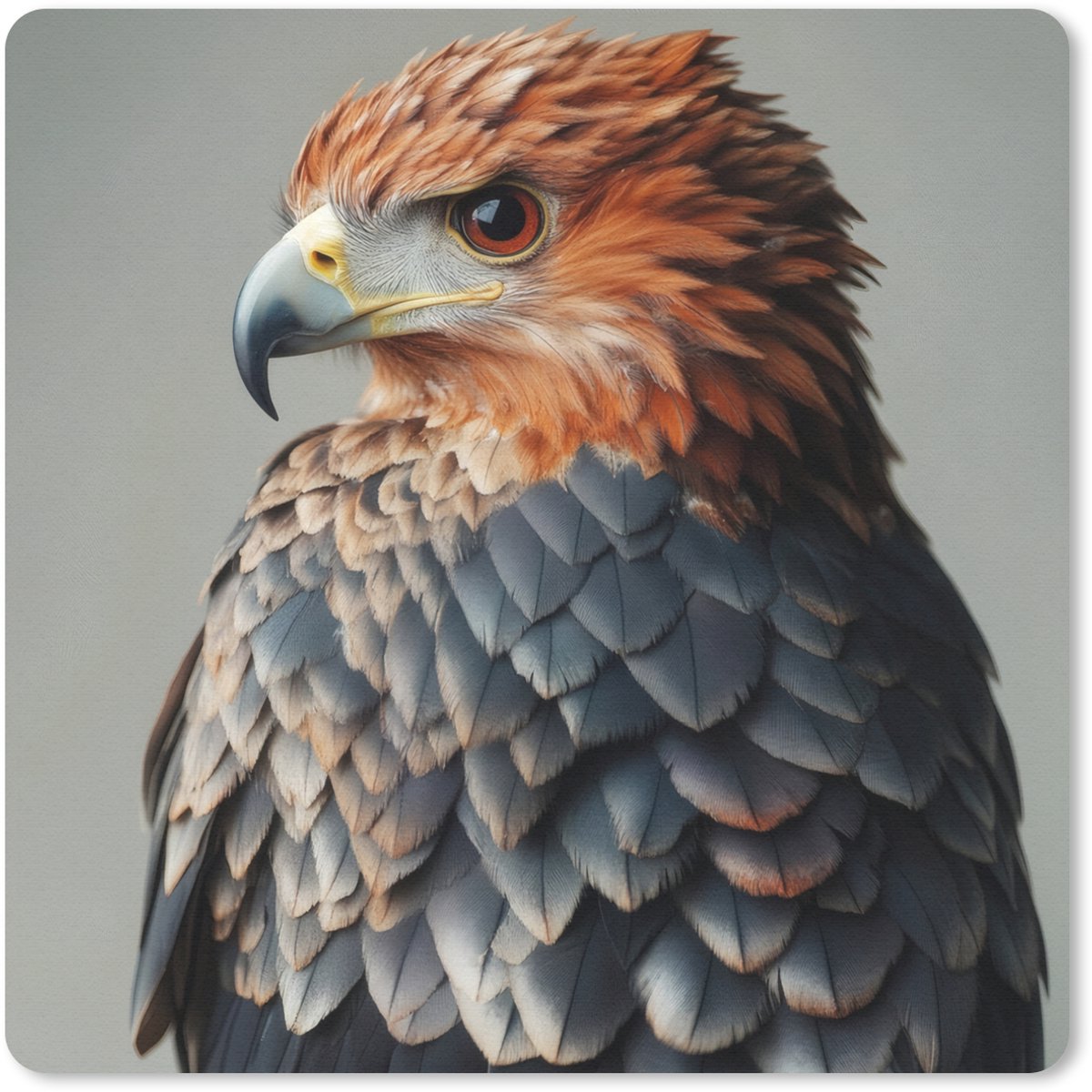 Muismat 20x20 cm - Mousepad Vogel - Realistisch - Veren - Bruin - Muismatten