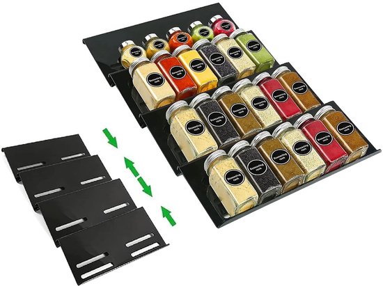 Étagère à épices extensible et réglable de 30 à 60 cm pour la Cuisine et plus encore