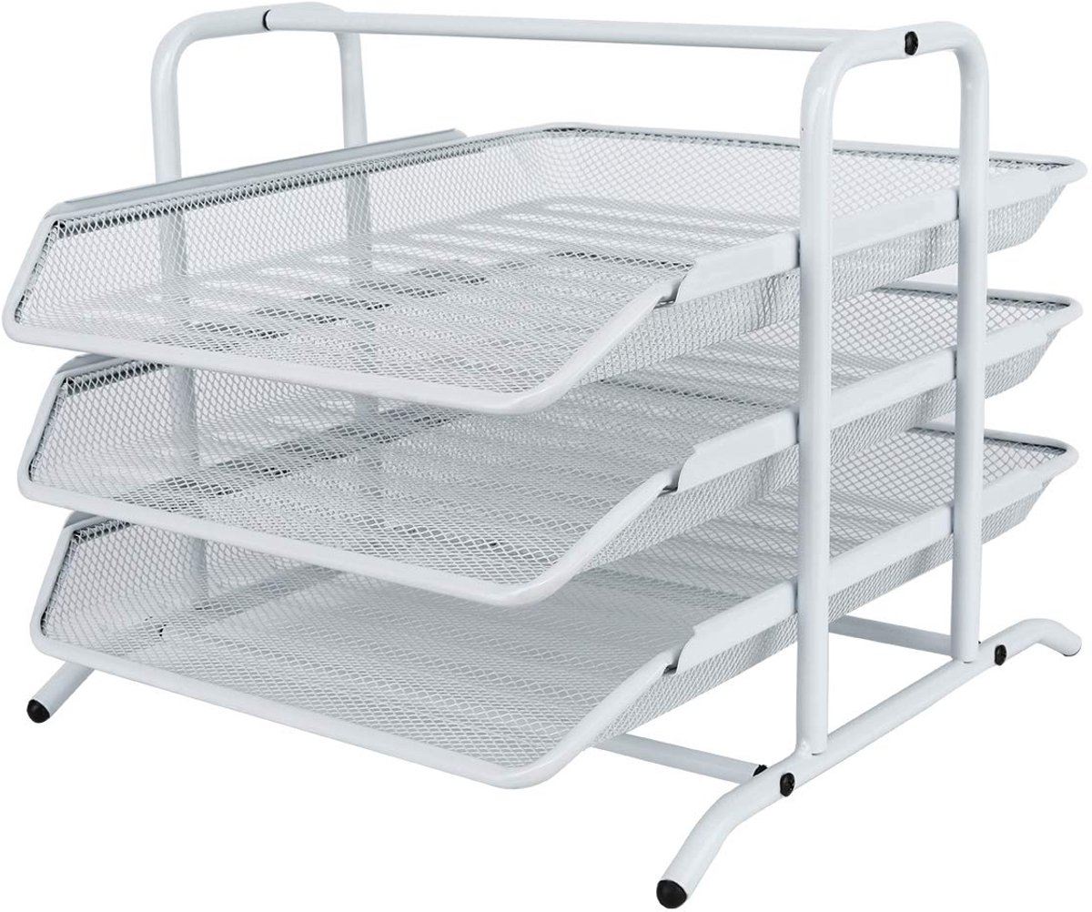 Ibenzoa® Stijlvolle en Functionele A4 Bureau Organizer met Drie Vakken voor Documenten en Tijdschriften