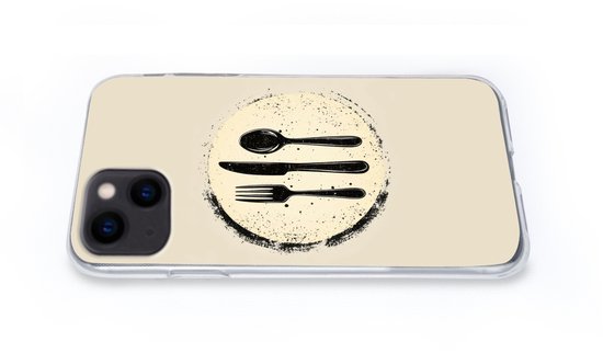 Coque de téléphone compatible avec iPhone 13 mini - Zwart - Couverts - Rond - Coque de téléphone en Siliconen Coque de téléphone