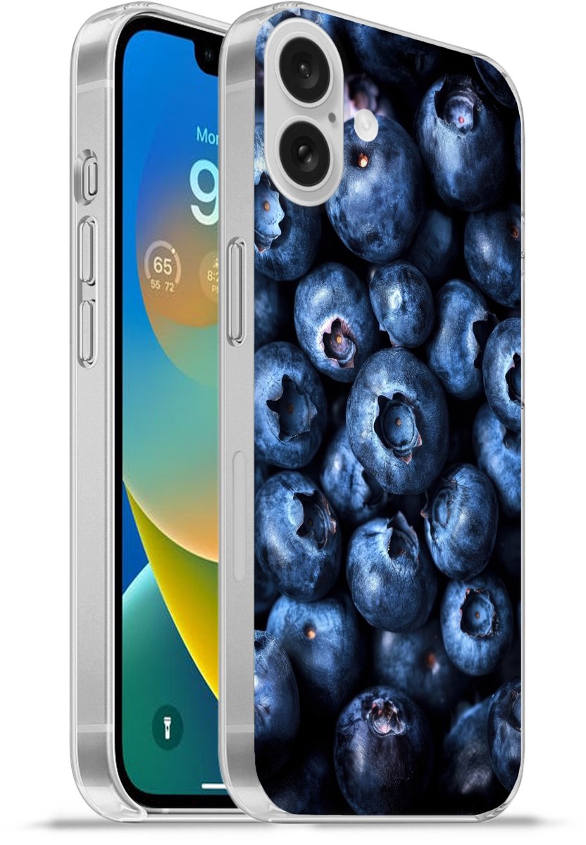 Telefoonhoesje Geschikt voor Apple Iphone 16 Plus hoesje - Bessen - Blauw - Fruit - Siliconen Telefoonhoesje Telefoonhoesje