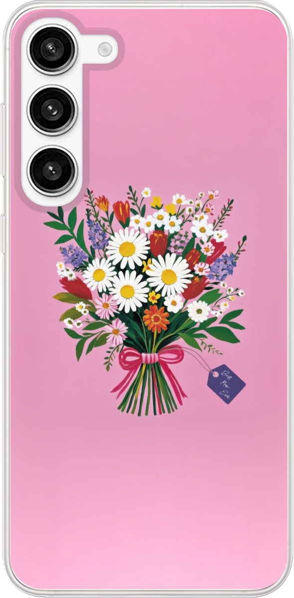 Telefoonhoesje Geschikt voor Samsung Galaxy S23 Plus hoesje - Bloemen - Quote - Kaartje - Kleurrijk - Siliconen Telefoonhoesje Telefoonhoesje