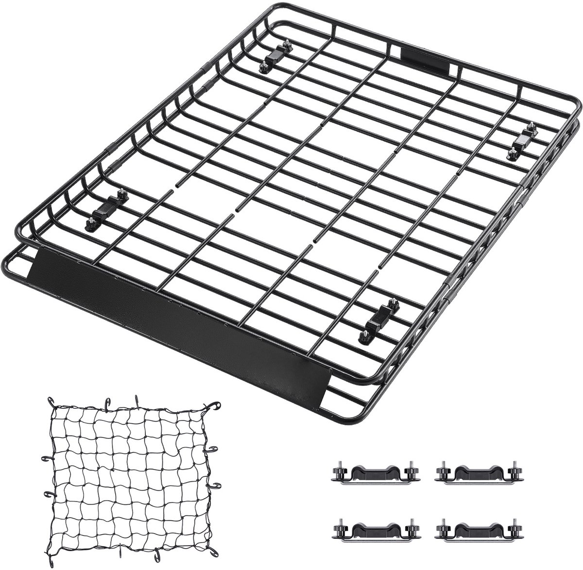 Dakdrager mand voor auto's (1630 x 1270 x 105 mm) - Universele dakdrager van roestbestendig gelegeerd staal met bagagenet (68 kg maximaal draagvermogen), ideaal voor SUV's en vrachtwagens – foto 2