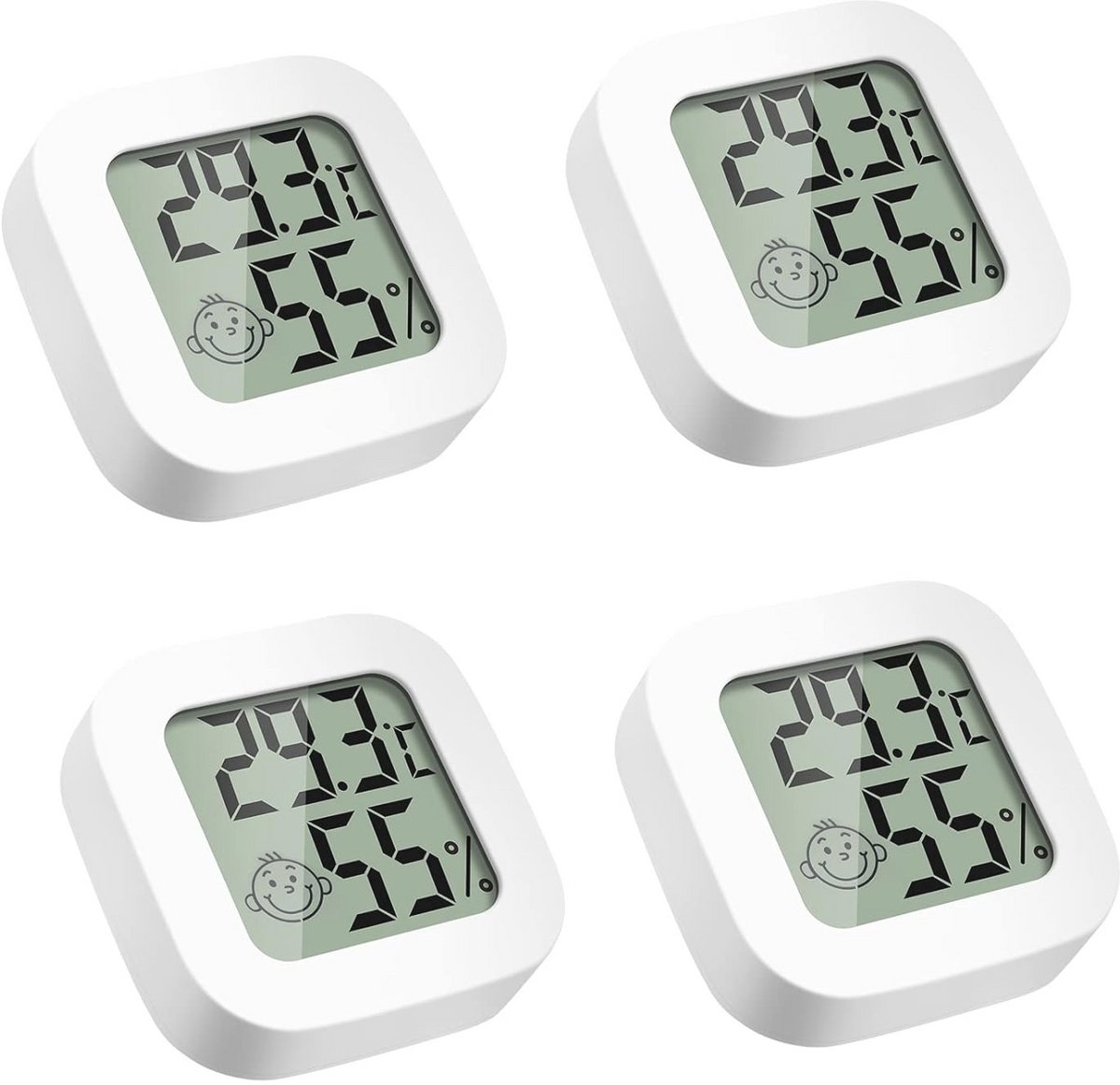 Digitale Thermometer en Hygrometer voor Binnen - 4 Stuks Kamerthermometer met Schakelaar voor Babykamer en Woonkamer