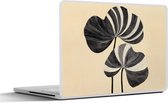 Laptop sticker - 14 inch - Zwart - Bladeren - Strepen - Minimalistisch - 32x5x23x5cm - Laptopstickers - Laptop skin - Cover