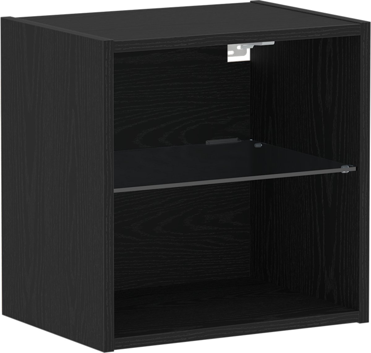 vidaXL Floating - Shelf - met - LED - Licht - met - plank - Zwart - 40 - x - 28,5 - x - 40 - cm