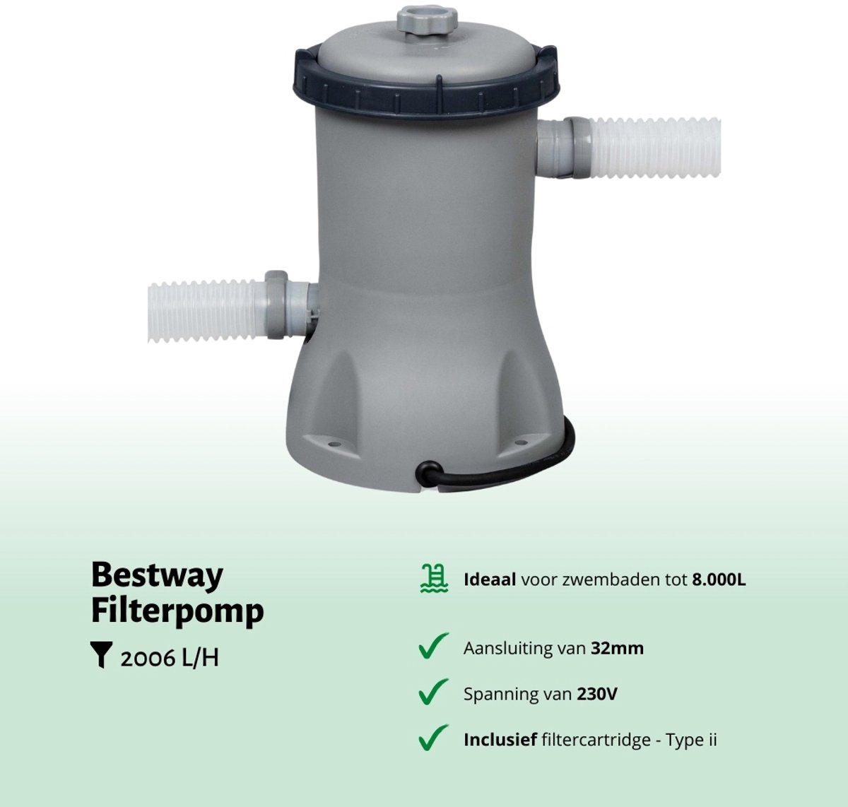 Bestway - Cartridge Filterpomp - 2.006 L/u - Voor kleine zwembaden – foto 3