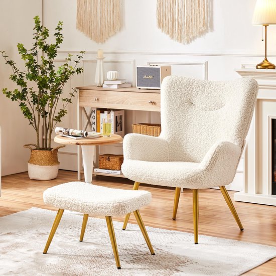 Maison Exclusive - Relaxstoel met voetensteun fluweel crèmewit