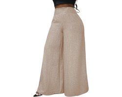 Nivard Linnen Broek Dames - Zomerbroek - Volwassenen - Lange Broek - Pantalon - Strandbroek - Zomer - Ibiza Stijl - Licht Beige - Maat M
