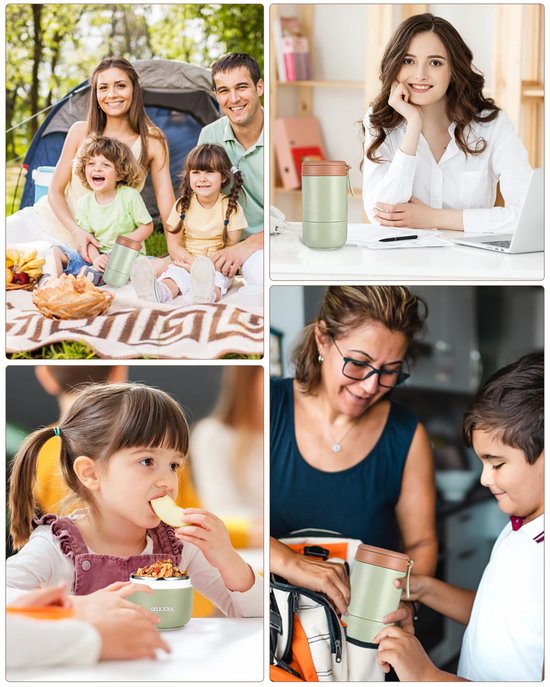 Yoghurt Beker To Go - Muesli beker - 720 ml Lunchbekerlekvrije met Lepel - Dubbellaags lekvrij - Groen van Super Savers — afbeelding 4