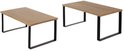 Twee losse Ruhhy aanrecht rekjes met bamboehouten planken en zwart metalen frame.