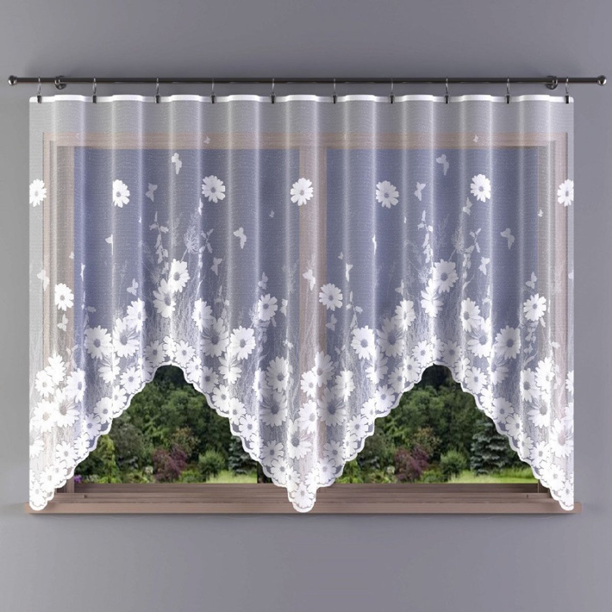 Wisan- Rubin - jacquard vitrage - Gordijn 350 x180 cm - Curtains - Jacquardgordijnen- wit- 350 x 180 cm