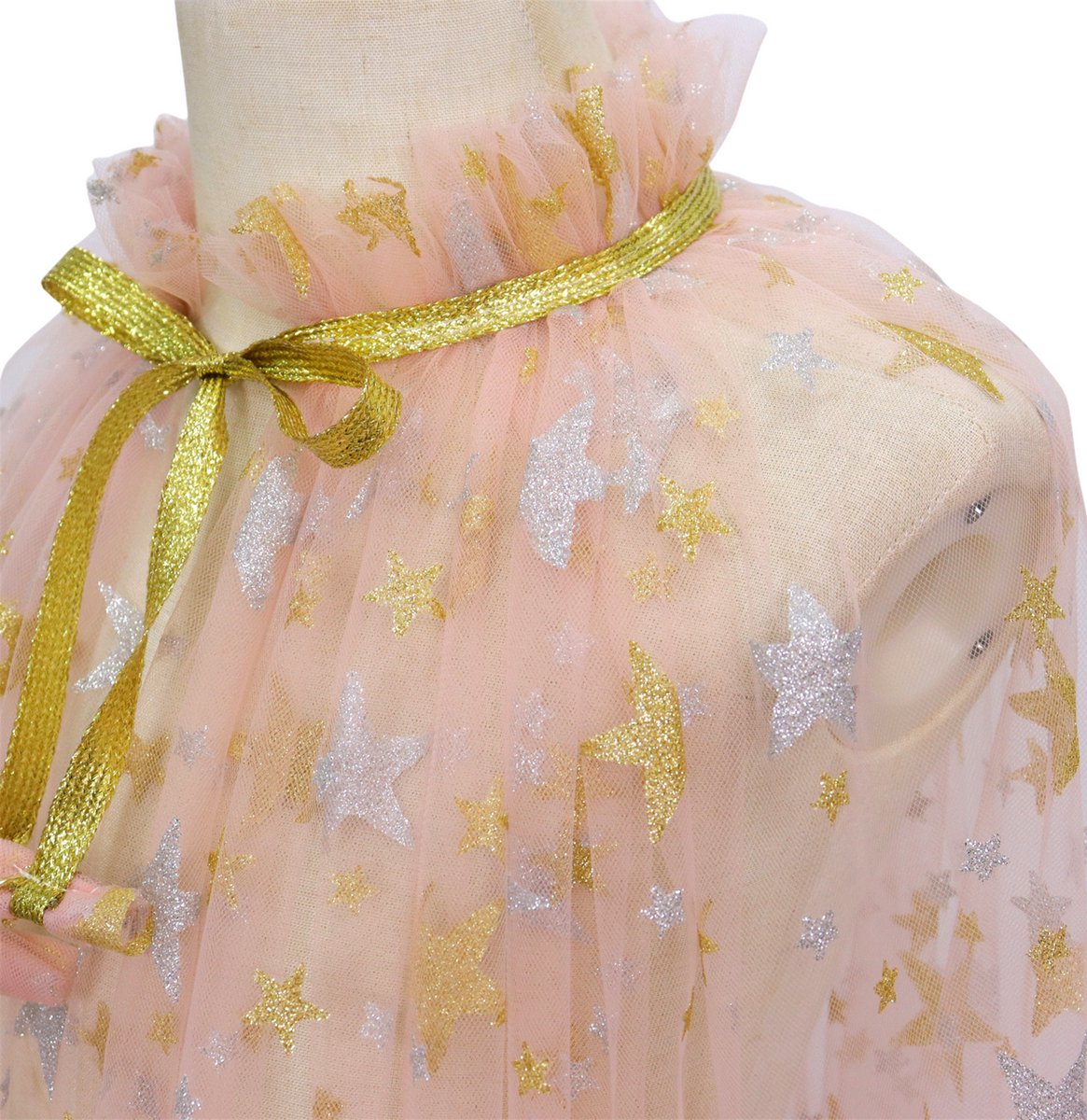 Joya Kids® Verkleedcape met Accessoires Beige kleuren | Prinsessencape | Cape Set | Unicorn | Meisje Verkleedset | Carnvalskleding Meisjes | Met Kroon, Staf, Handschoenen en Sieradenset — afbeelding 3