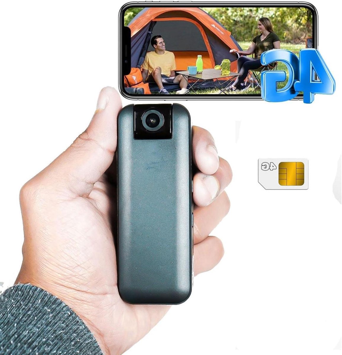 Mini-spionagecamera met SIM 4G voor gebruik binnenshuis draadloos 1080p FHD spionagecamera inclusief actieve simkaart 160°-zicht nachtzicht bewegingsalarm Italiaanse handleiding (CB77-C)
