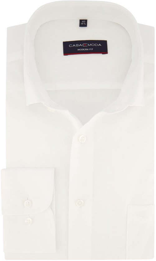 CASA MODA modern fit overhemd - wit - Strijkvriendelijk - Boordmaat: 45