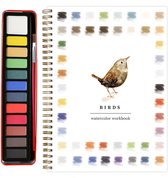1 stuk - Aquarel werkboek voor beginners - Vogel aquarel werkboek - Aquarel Boeken voor beginners - 12 kleuren aquarelverf set met penseel (Vogels)