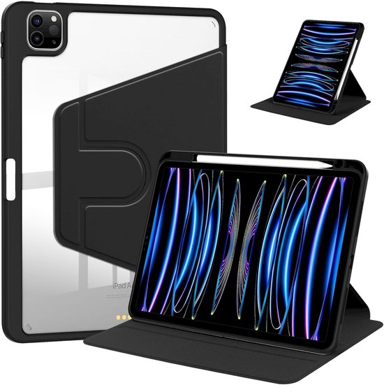 Étui rotatif en Acryl pour iPad Pro 11 pouces 4e/3e/2e génération (2022/2021/2020) / Air 5 (2022) / Air 4 (2020) / Air 11 pouces (2025) M3 / Air 11 pouces (2024) M2 - avec porte-crayon (Zwart)