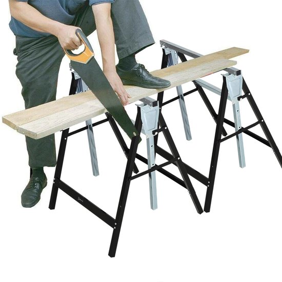 4goodz 2 stuks Zaagbok Schragen Verstelbaar Opvouw 80-130cm tot 200kg — afbeelding 5