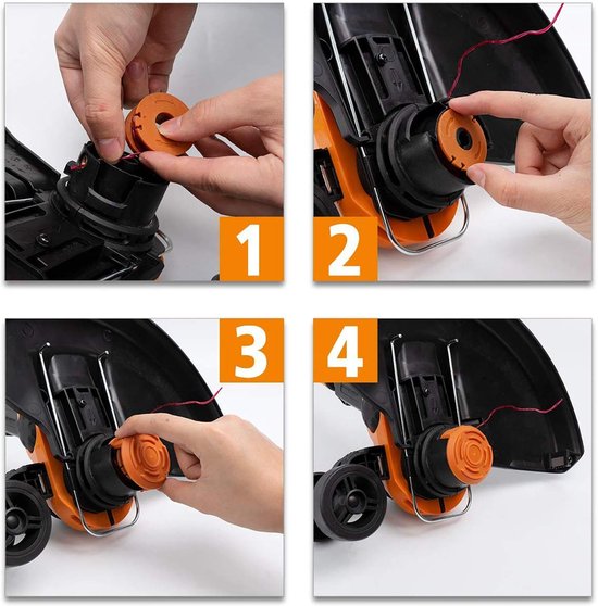 8-delige set - 6 spoelen - Grasmaaieraccessoires - Voor WORX grasmaaiers - Vervanging WORX WA0010/WA6531 spoelen - 2 maaidraaddoppen - Maaidraadhaspels - Vervangingsspoelen voor grasmaaiers — afbeelding 4