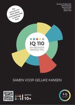 Voorzijde van het spel IQ 110 met cirkelvormig diagram en de tekst 'SAMEN VOOR GELIJKE KANSEN'.