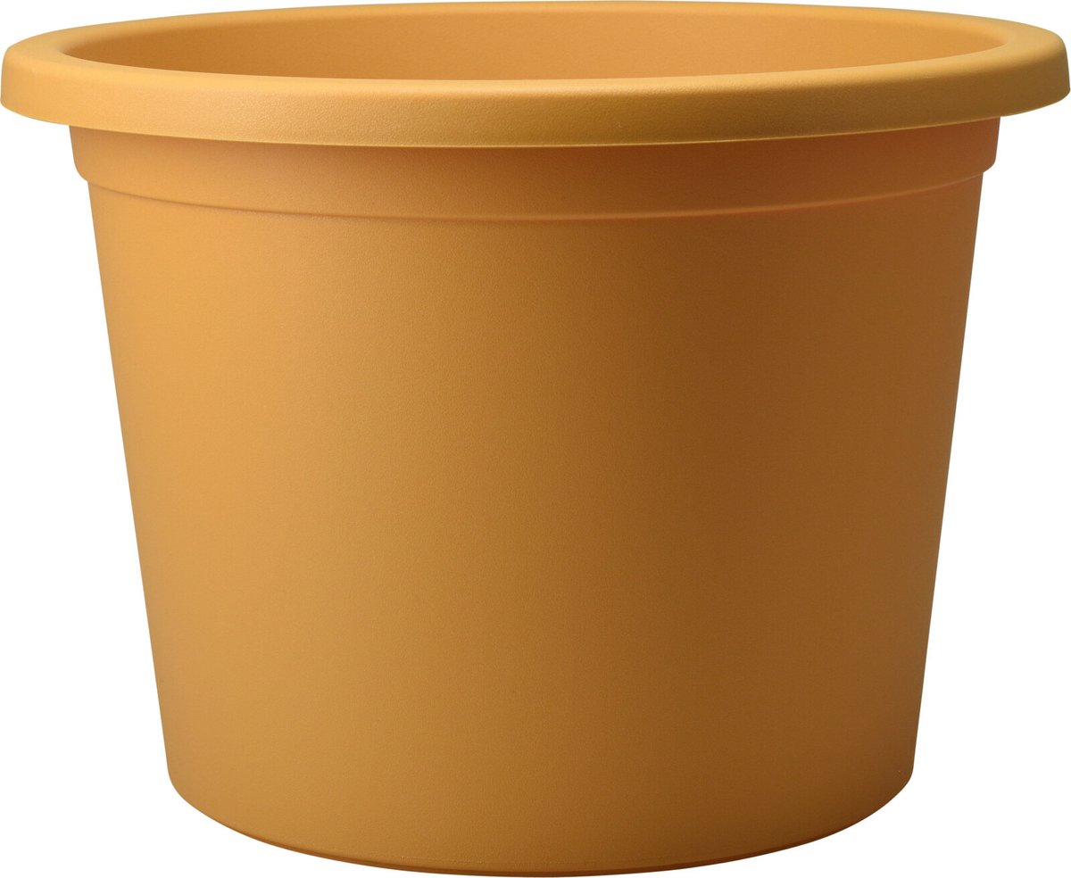 Pro Garden Plantenpot/bloempot Terras Master- enkelwandig kunststof - okergeel - D23 x H21 cm - Voor buiten