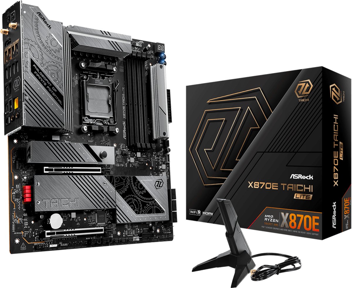 ASRock X870E Taichi Lite moederbord RAID, 5 Gb-LAN, WLAN, BT, E-ATX