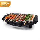 Elektrische Campinggrill – 2000W Tafelgrill met Thermostaat & Uitneembare Onderdelen – Draagbaar voor Buiten, Balkon & Tuin – Zwart