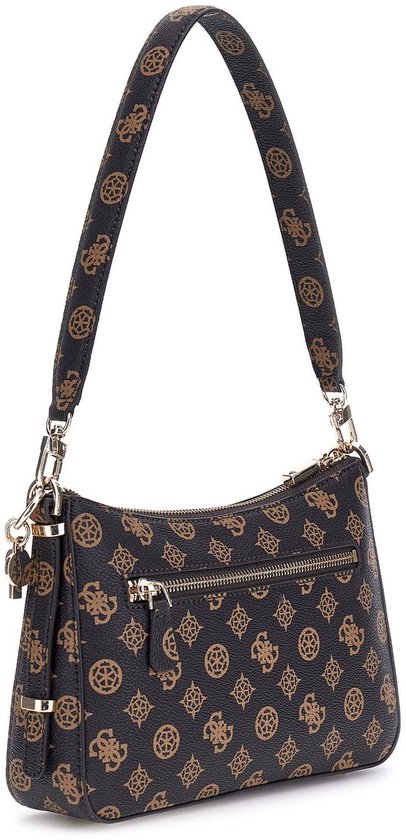 GUESS Sac à épaule Daryna II Top Zip Shoulder Bag Mocha Logo Marron foncé