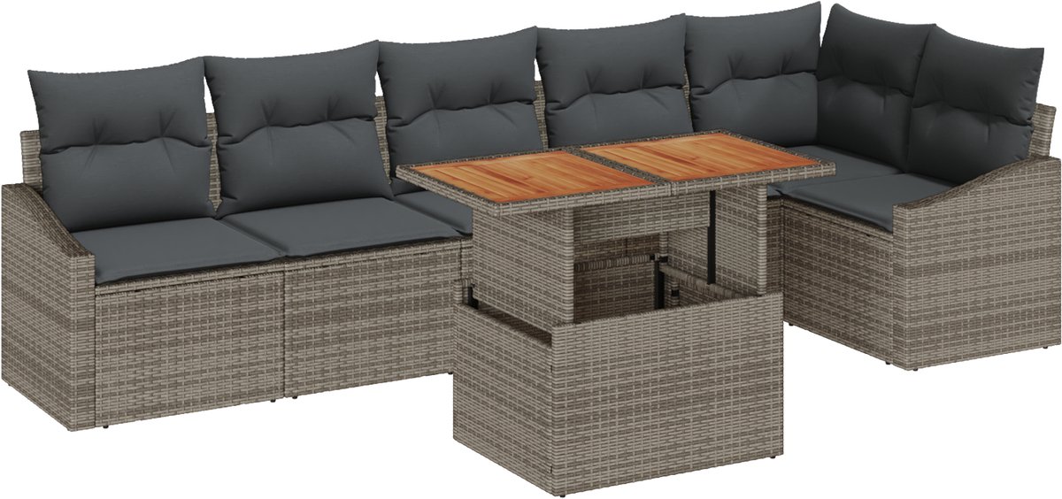 vidaXL - Tuinbank - Set - 7 - st - Grijs - en - Bruin