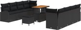 vidaXL - 11-delige - tuinset - met - kussens - in - zwart - poly - rattan - en - acacia