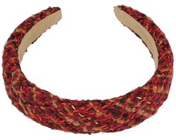 Haarsoires Haarband Diadeem 3cm – Zacht Gevuld – Geweven Stof – Rood - Comfortabel voor Dames & Meisjes - Universele Maat