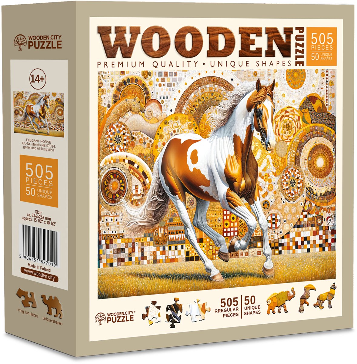Wooden.City houten puzzel Elegant Horse - dierenpuzzel 500 stukjes.