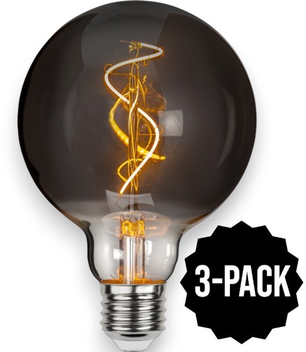 3-Pack | G95 bol - E27 - 3W - Super Warm Wit