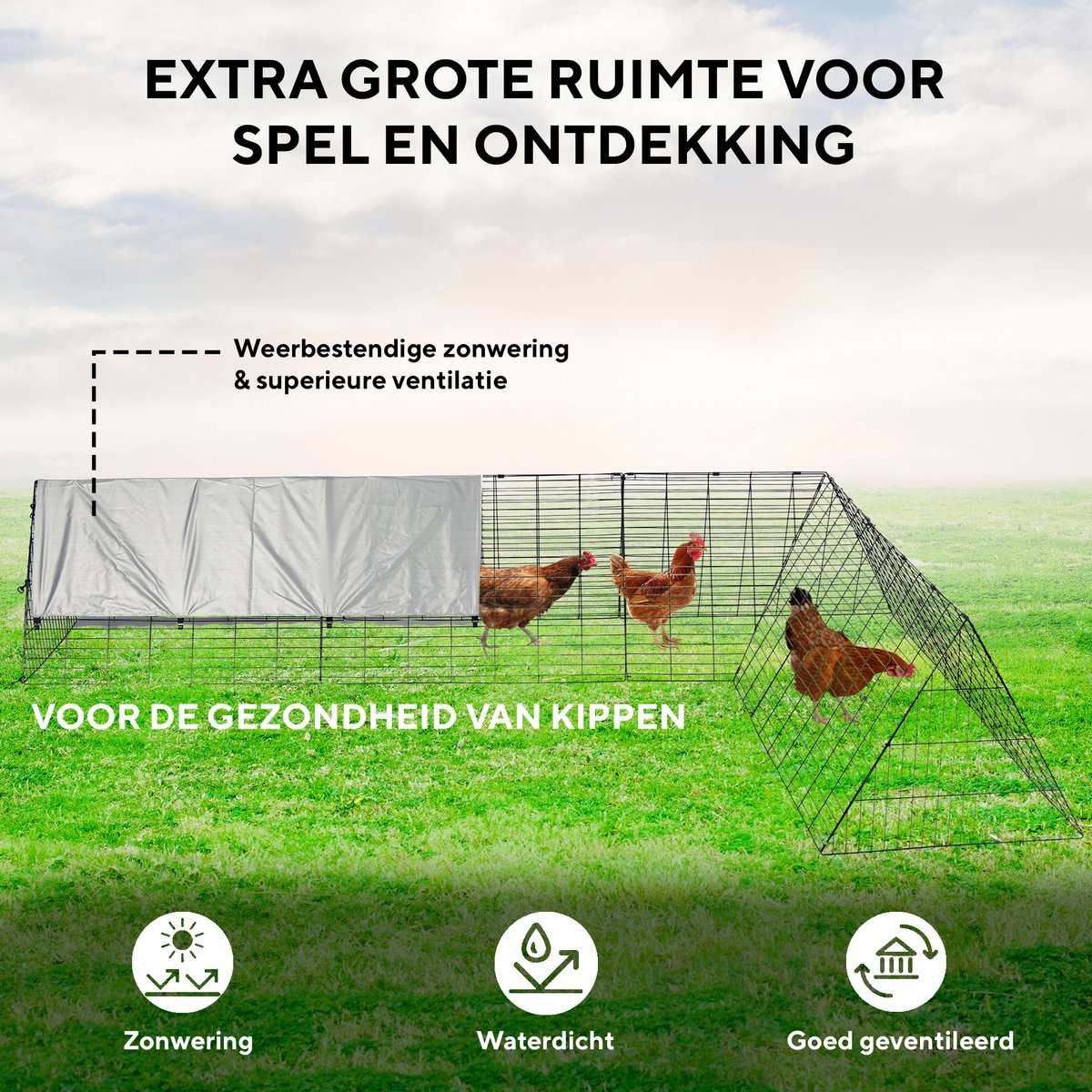 MaxxPet Konijnenhok - Konijnenren met Zonnescherm 300x200x65cm thumbnail 5