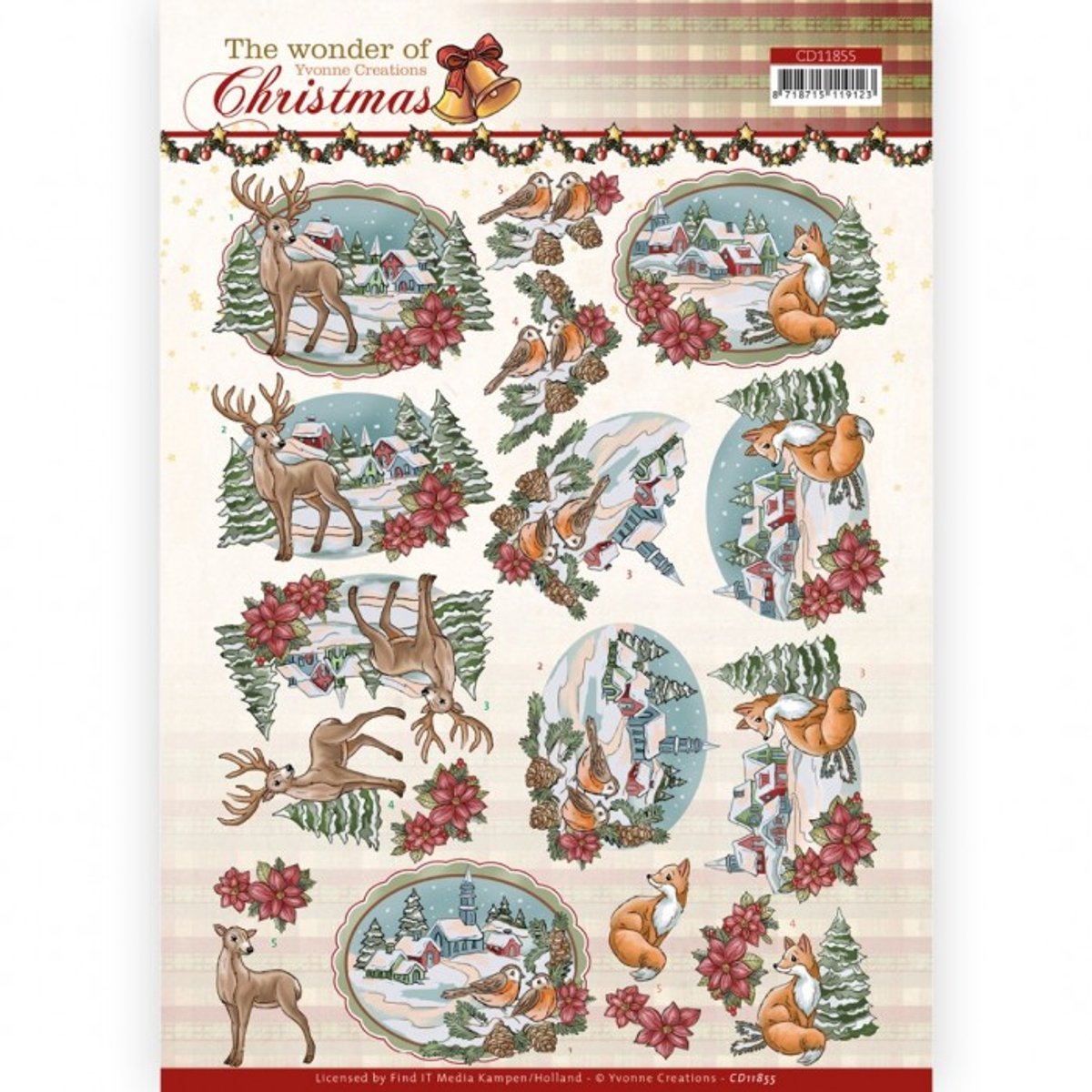 3D Cutting Sheet ( knipvel) - Yvonne Creations - The Wonder of Christmas - Wonderful Village 1 stuks