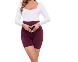 Zwangerschapsshorts Dames Zwangerschapsbroek Shorts Pyjama/Pyjama/Yoga Broek Kort Wijnrood XL