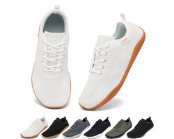 Geweo Barefoot Schoenen - Sportschoenen Sneakers - Fitnessschoenen - Hardloopschoenen - Ademend Knit Textiel - Platte Zool -Wit - 41