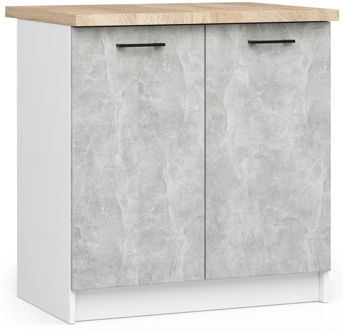 Akord Keukenkast modulaire OLIWIA S80 met Verkblad / Onderkast met 2 Deuren / AKORD Furniture Factory / Wit – Beton Grijs / 80 x 85 x 46 cm