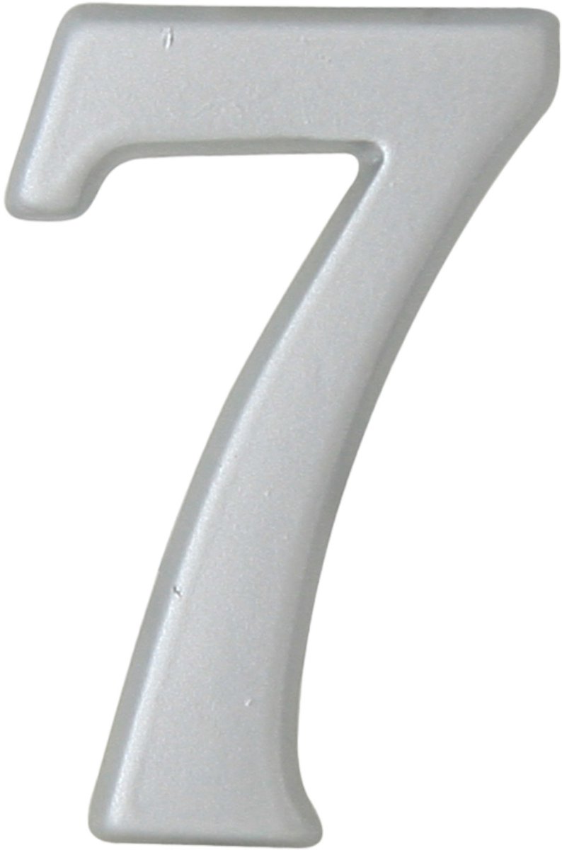 Domino® Deurnummer Zelfklevend SP - "7" - Chroom-Satijn - Woonhuisnummer Hotelkamernummer 50mm - Huisnummer Brievenbus Adresnummer Stickers - Huisnummerplaatje - Deur en Kamernummer - Lockernummer