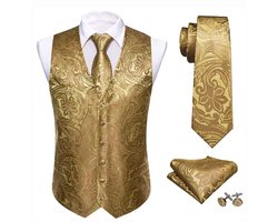 Gouden Gilet Heren met Stropdas - Bruiloft - Smoking - Maatpak - Colbert