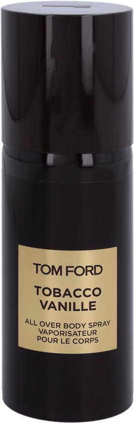 Zwarte Tom Ford Tobacco Vanille body spray met goudkleurig etiket.