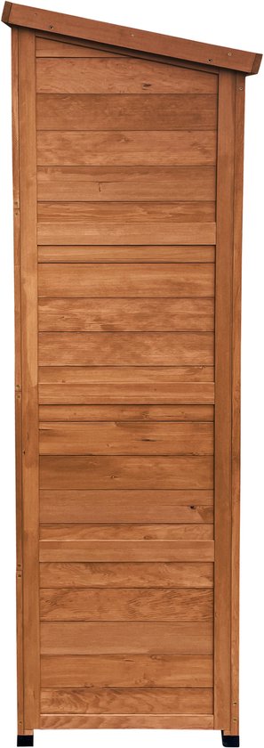 Armoire de rangement en bois AXI Hugo Coffee Brown - Abri de jardin avec toit galvanisé - 3 étagères et base - Bois FSC - Fermeture magnétique - 85x52x174cm